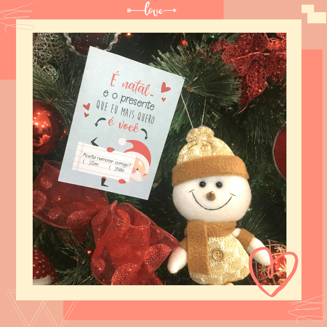 cartão de natal pendurado na árvore de natal escrito se aceita namorar