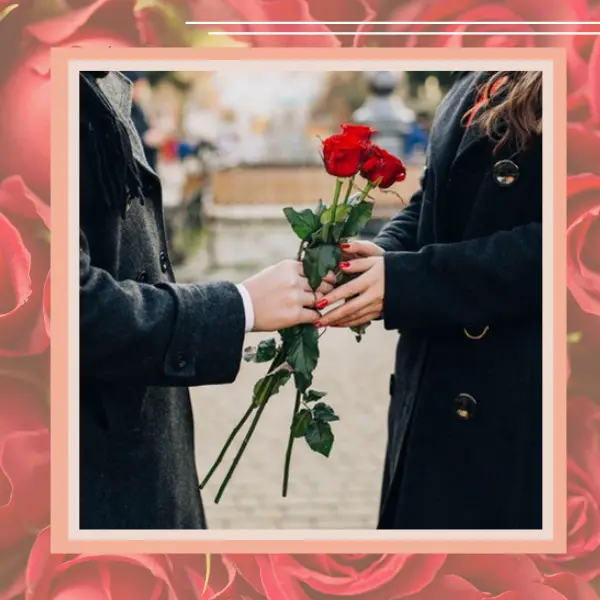 homem entregando rosas vermelhas para namorada
