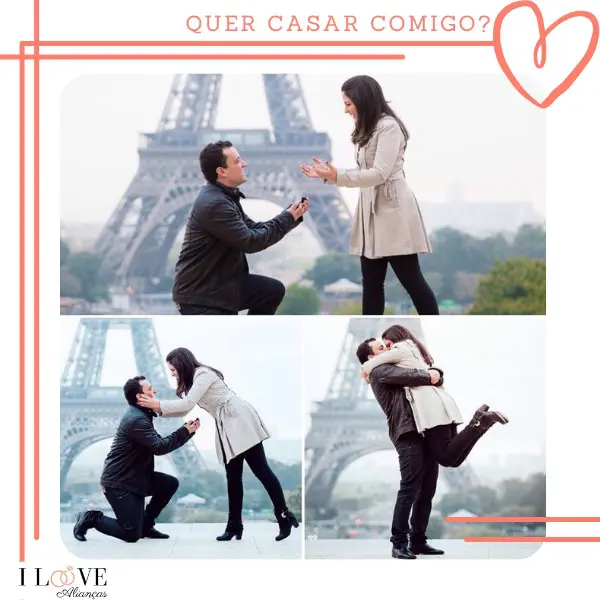 pedido de casamento com cenário da torre Eiffel em Paris