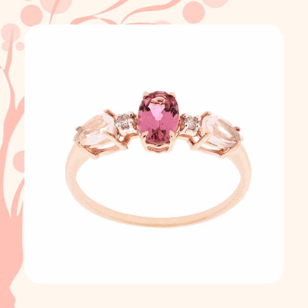 anel rose com pedra de quartzo rose