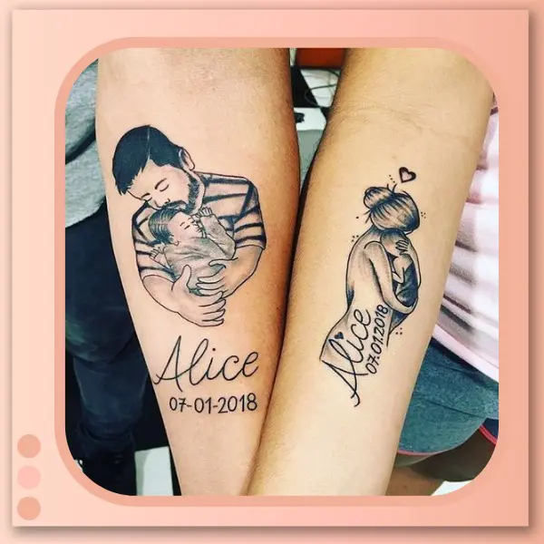 tatuagem de casal filha