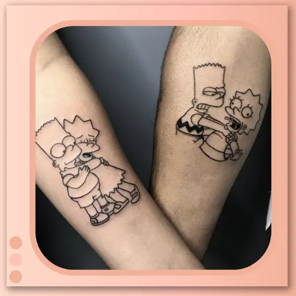 tatuagem da Lisa e do Bart para casal