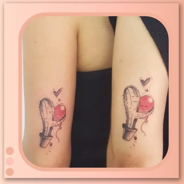 Tatuagem Cacto e Balão para casal