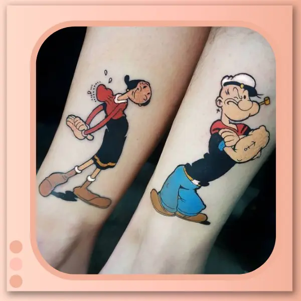 Tatuagem do Popeye e olivia palito