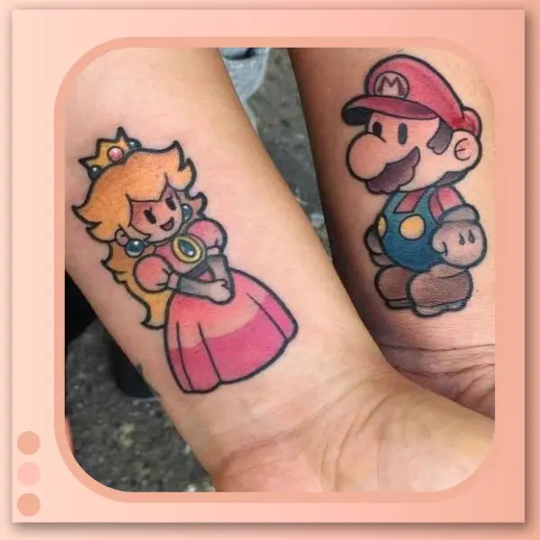 Tatuagem Mario Bros e Princesa
