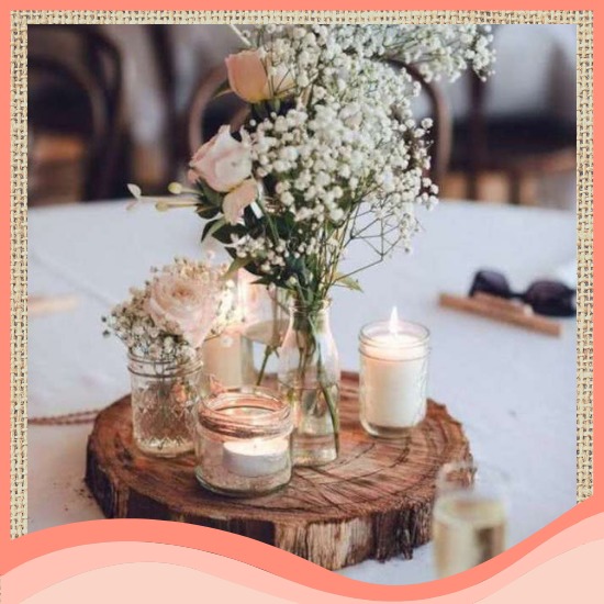 decoração de casamento rústico velas na mesa