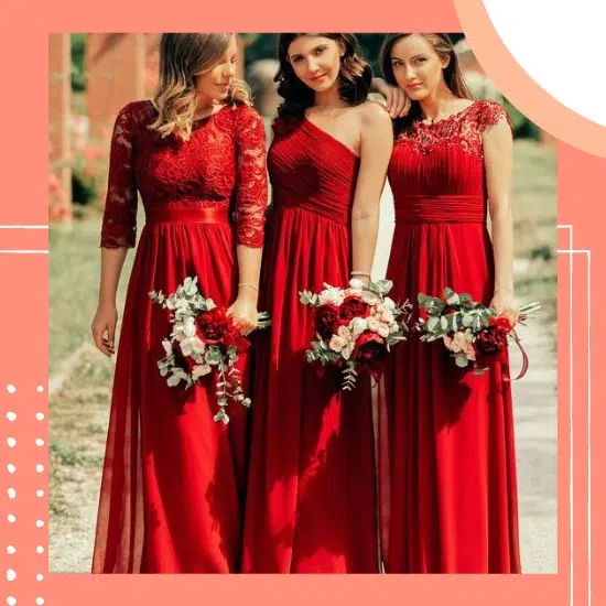madrinhas de casamento com vestido vermelho
