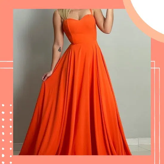 vestido de madrinha de casamento laranja alça
