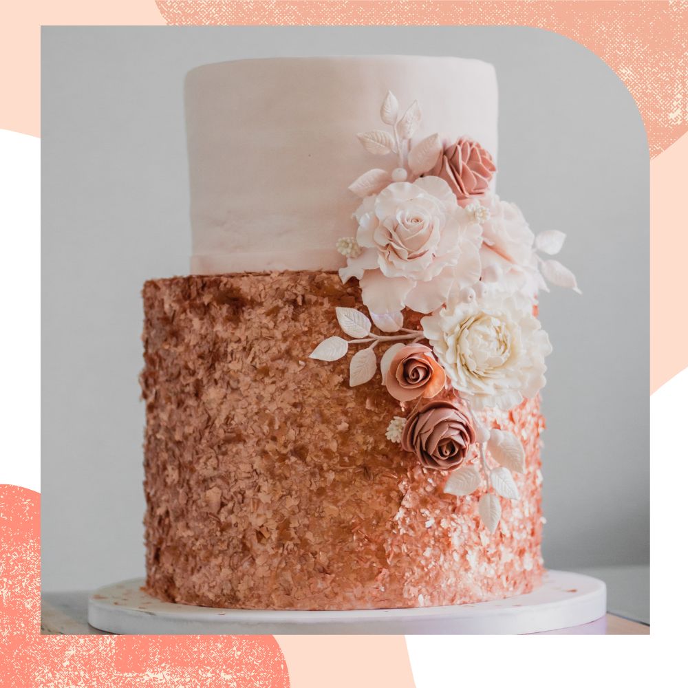 bolo de casamento 2 andares rosé e branco