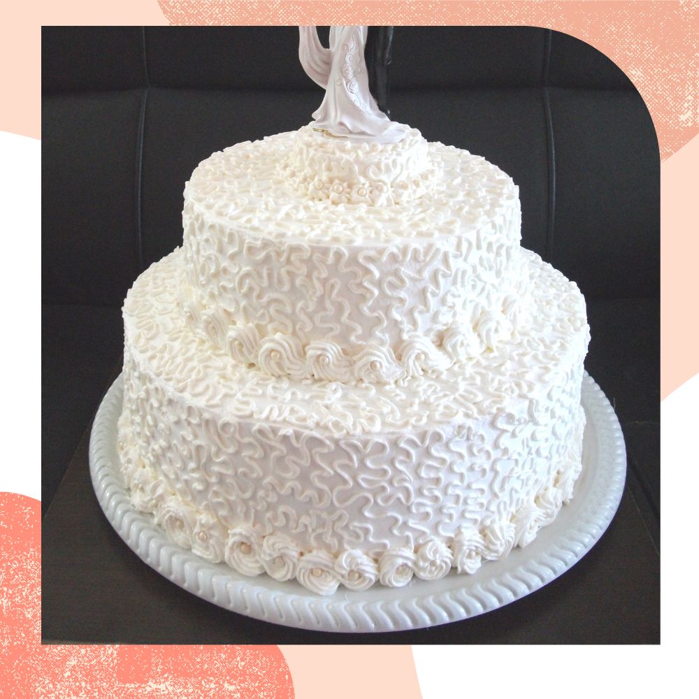 bolo de casamento branco simples dois andares