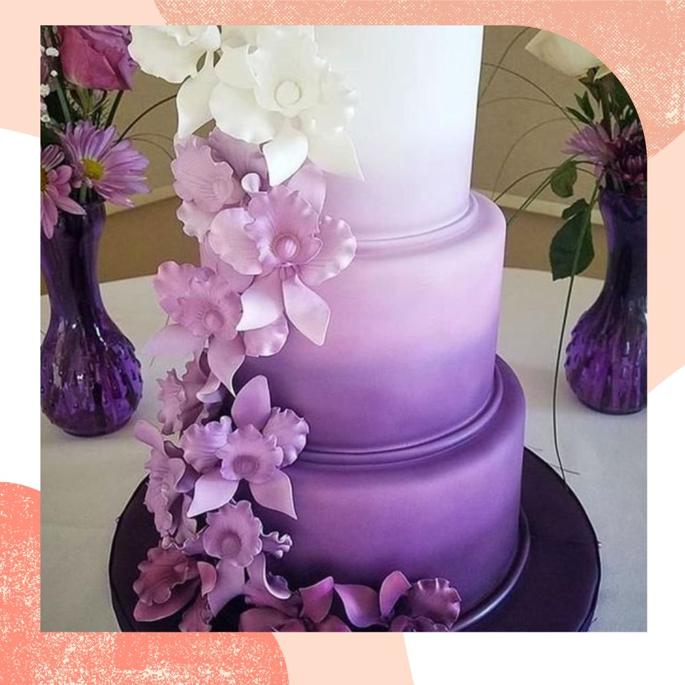 bolo de casamento minimalista degradê roxo
