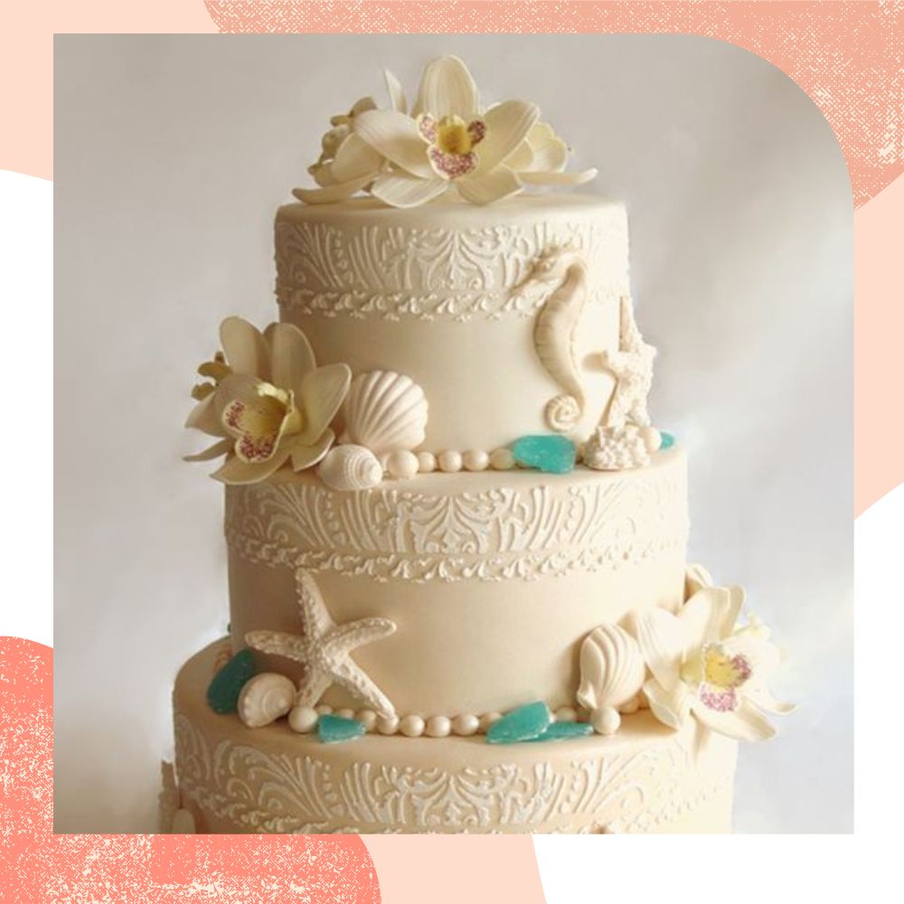 bolo de casamento praia