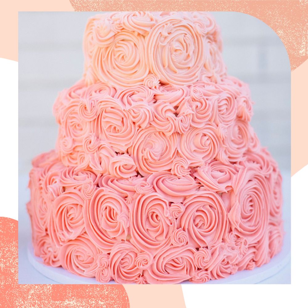 bolo de casamento simples 3 andares rosa