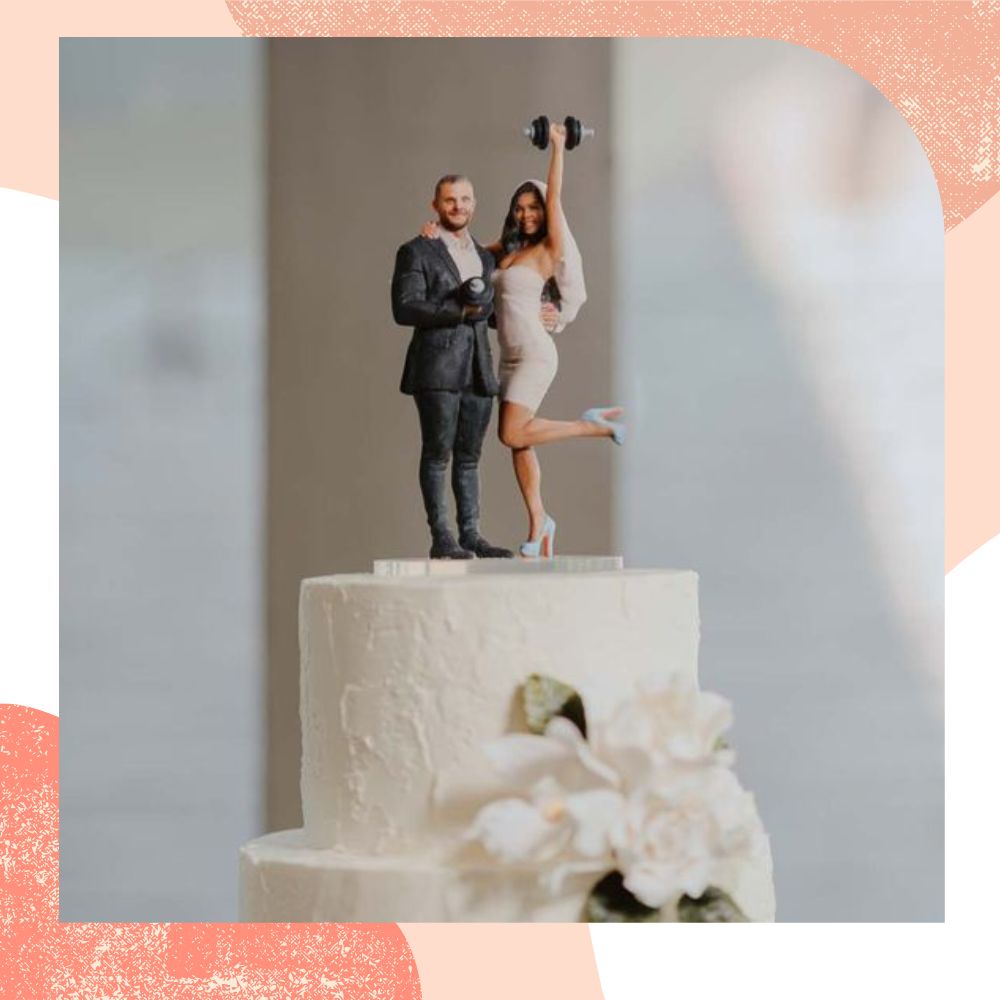 topo de bolo de casamento casal fitness