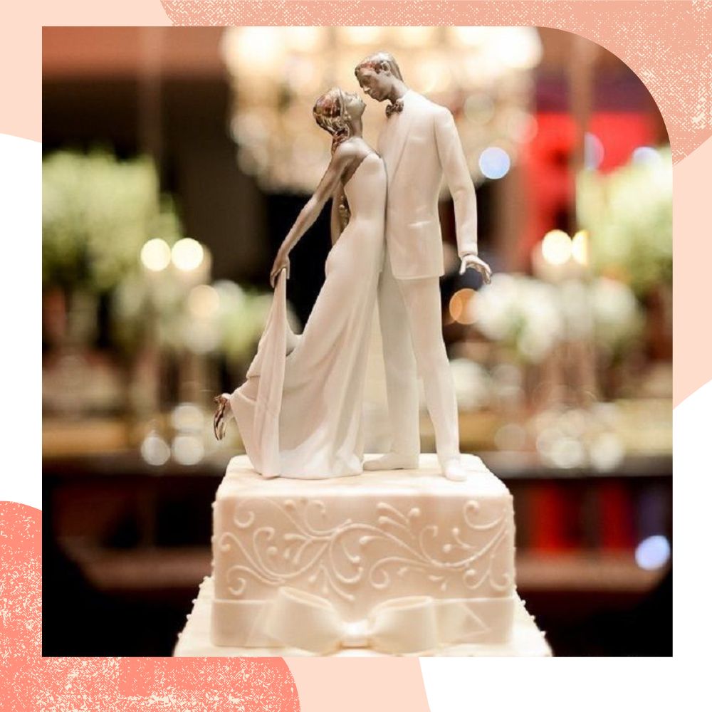 topo de bolo de casamento noivos de branco