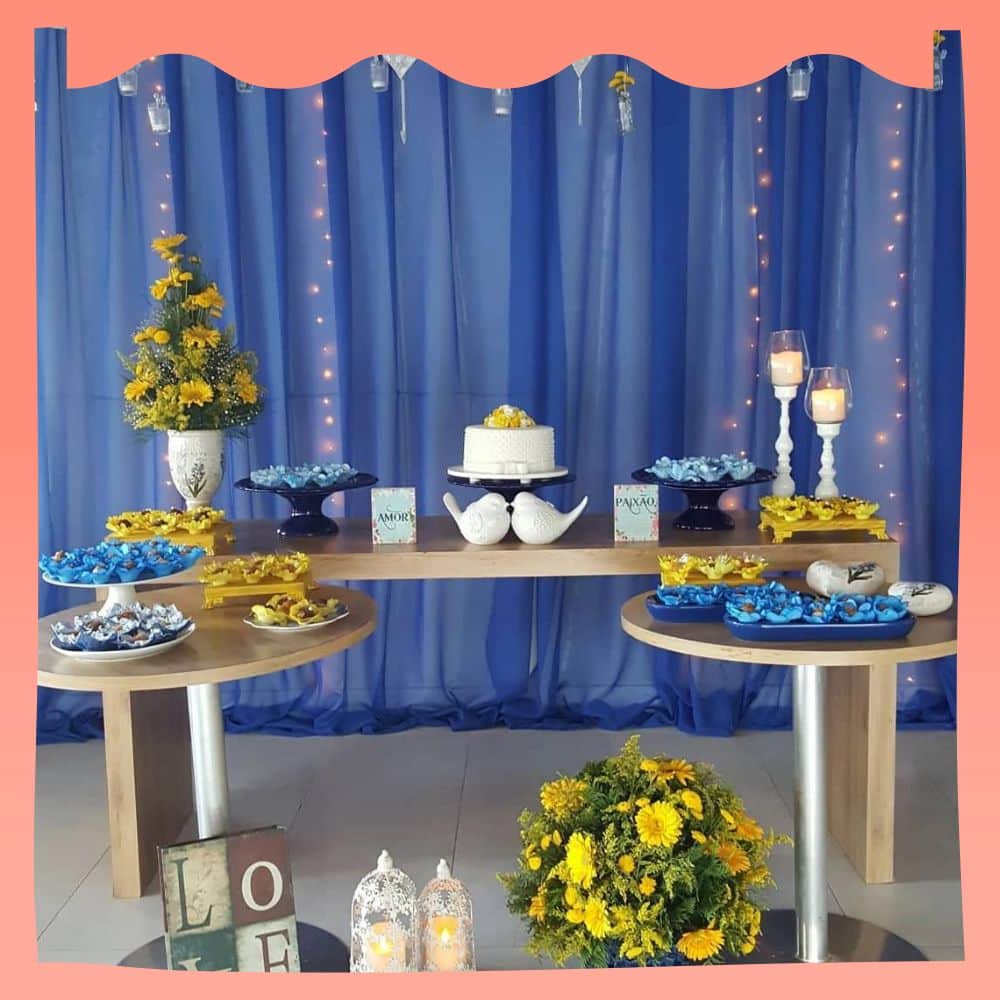 decoração azul para casamento simples