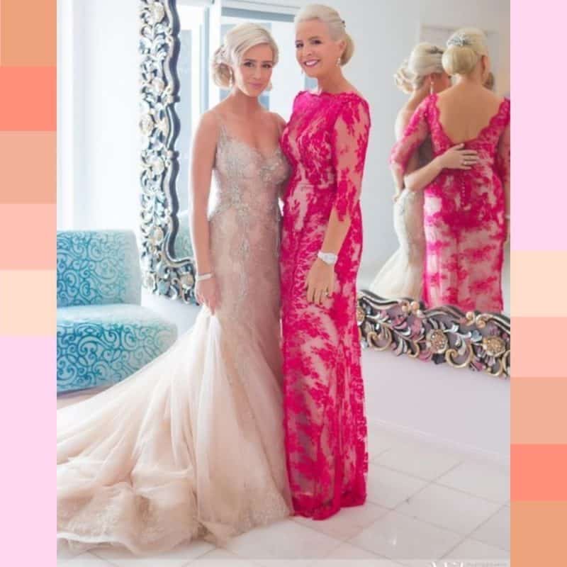 vestido para mãe da noiva pink e renda