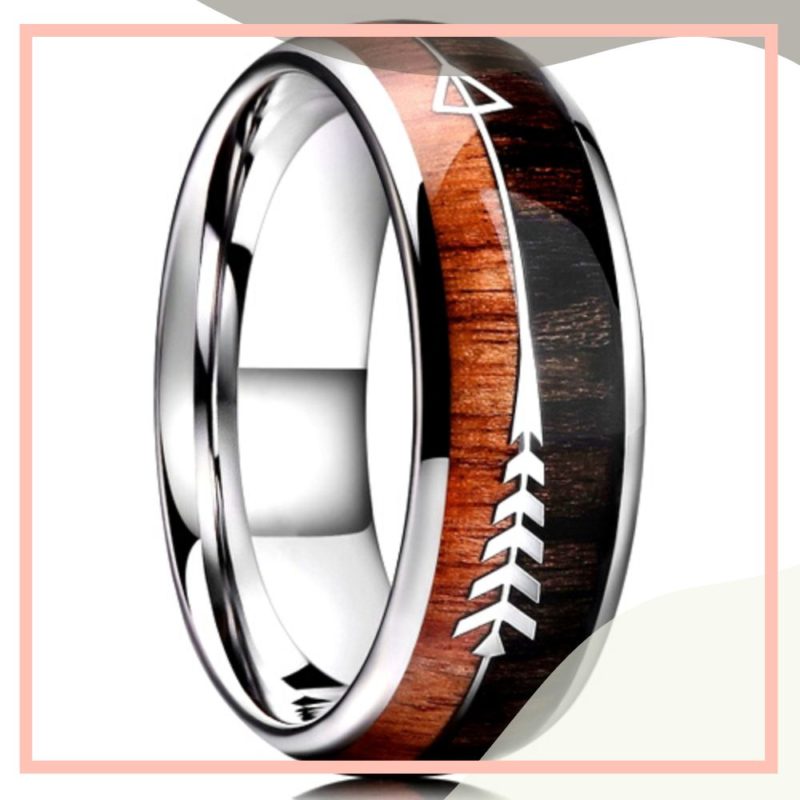 anel masculino prata e madeira