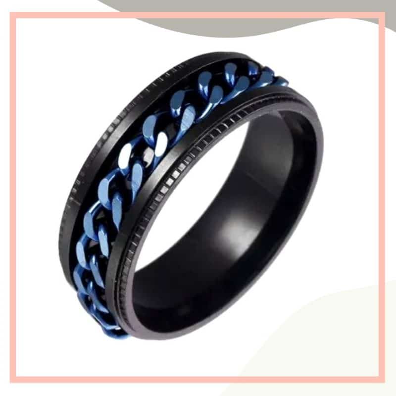 anel masculino preto e azul