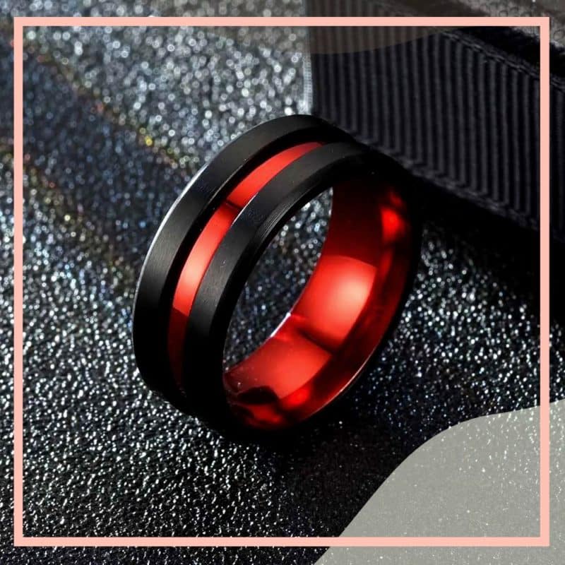 anel preto e vermelho masculino