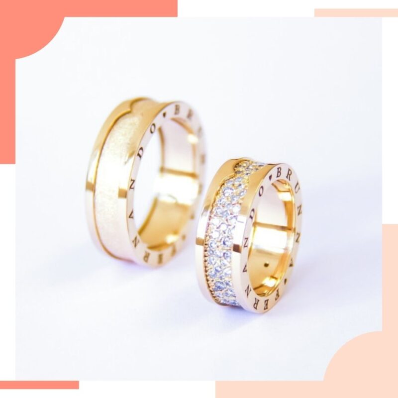 aliança de casamento grossa de ouro com diamantes