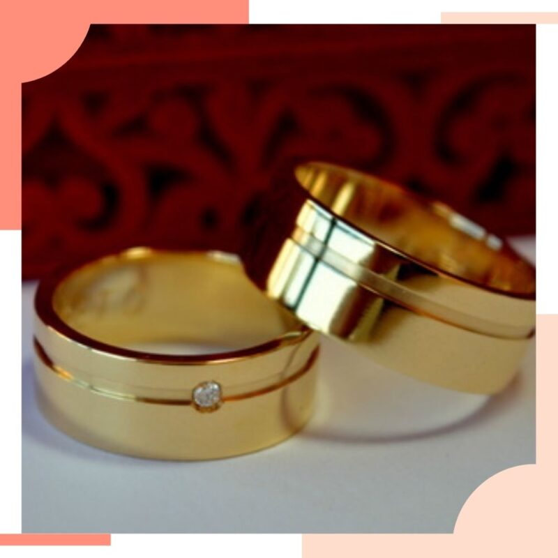 aliança de casamento grossa ouro e cristal