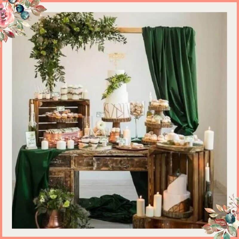 decoração rústica de pré wedding verde