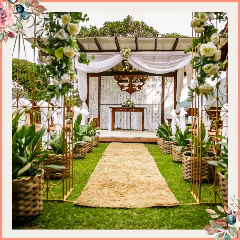 mini wedding decoração em jardim verde