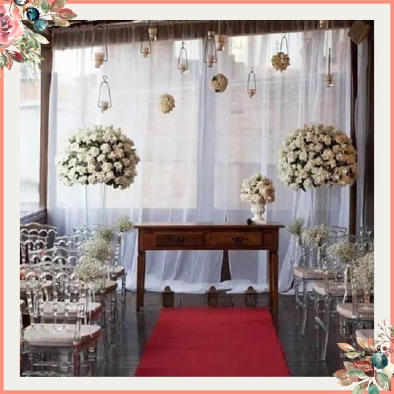 pre wedding decoração de altar com flores