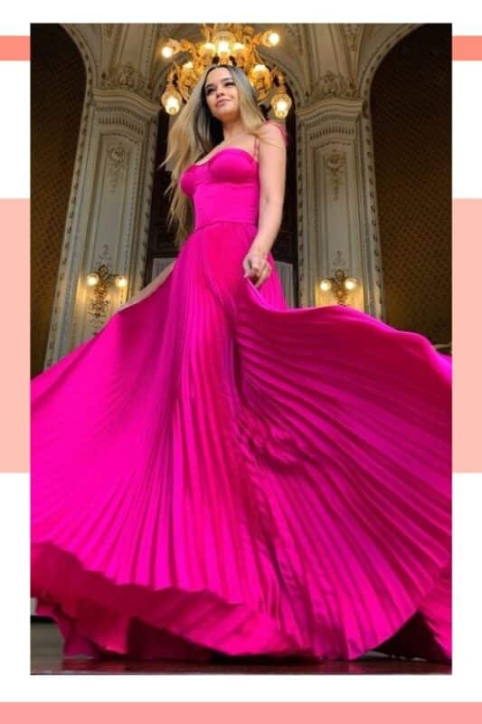 vestido de noiva pink com saia rodada