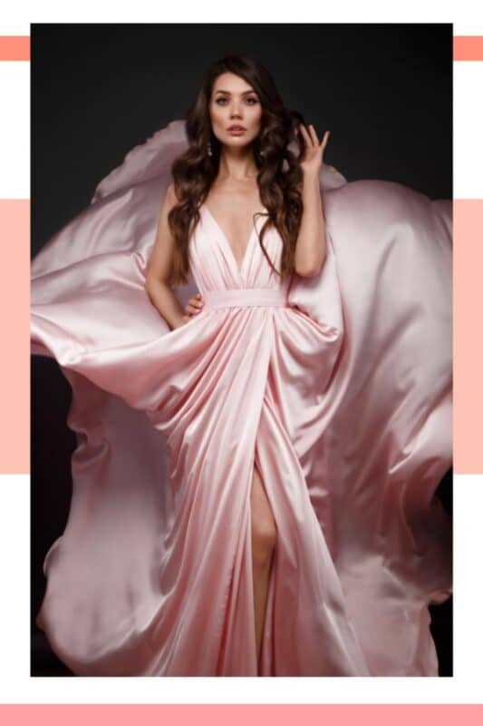 vestido de noiva rosa claro de seda