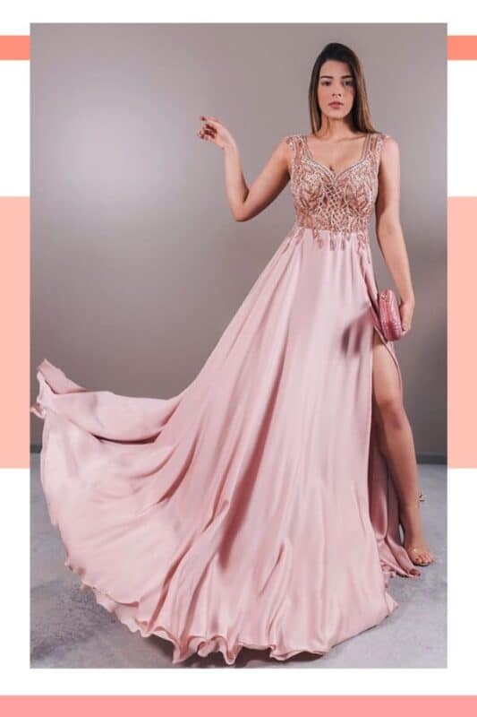 vestido de noiva rosa claro sensual