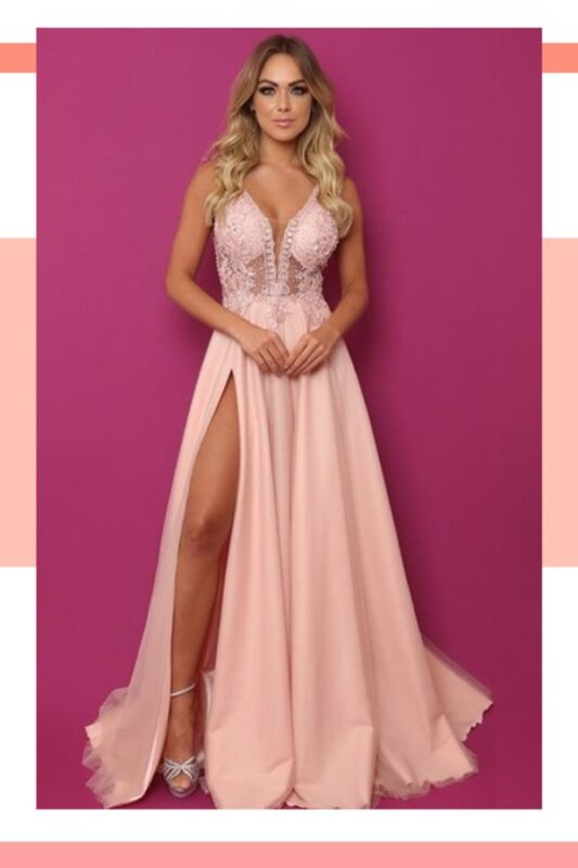 vestido de noiva rosa claro sexy