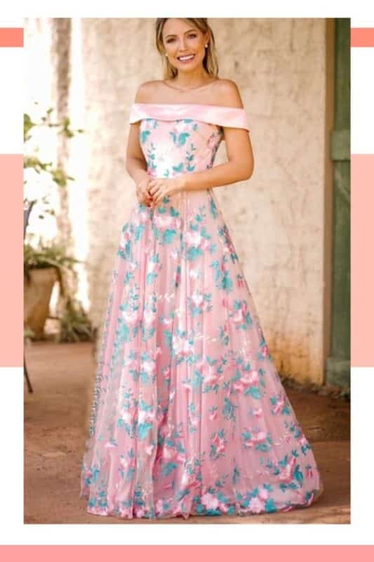 vestido de noiva rosa com azul