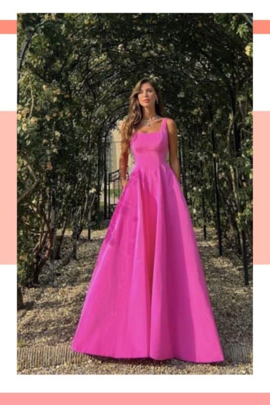 vestido de noiva rosa escuro longo