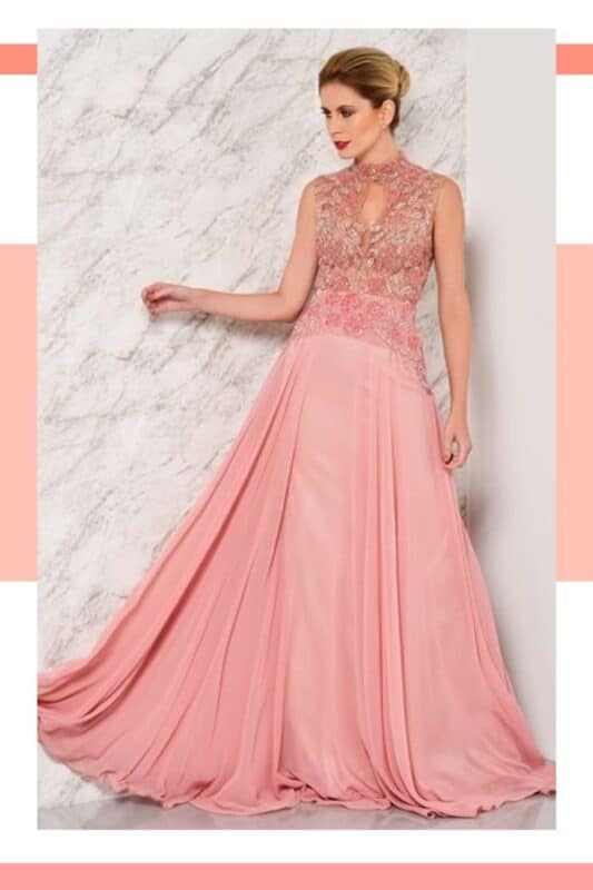 vestido de noiva rosa salmão