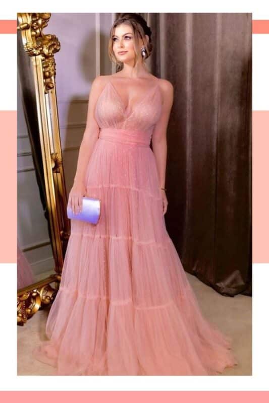 vestido de noiva rosa salmão claro