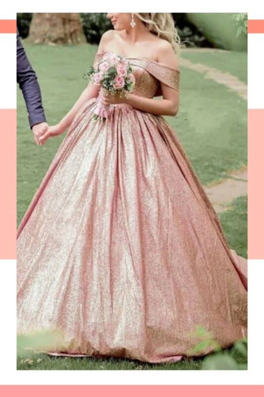 vestido de noiva rosé gold