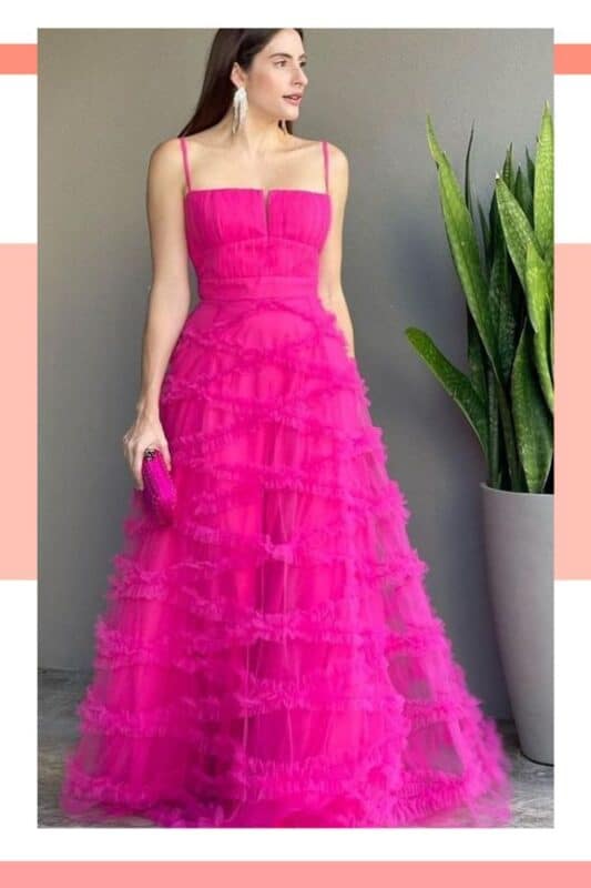 vestido para noiva rosa escuro de alcinha
