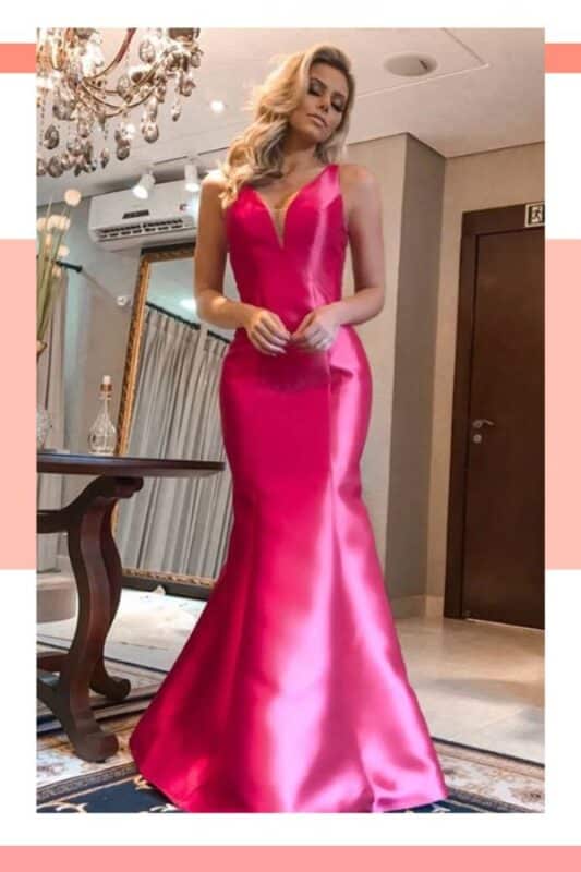 vestido para noiva rosa escuro de seda