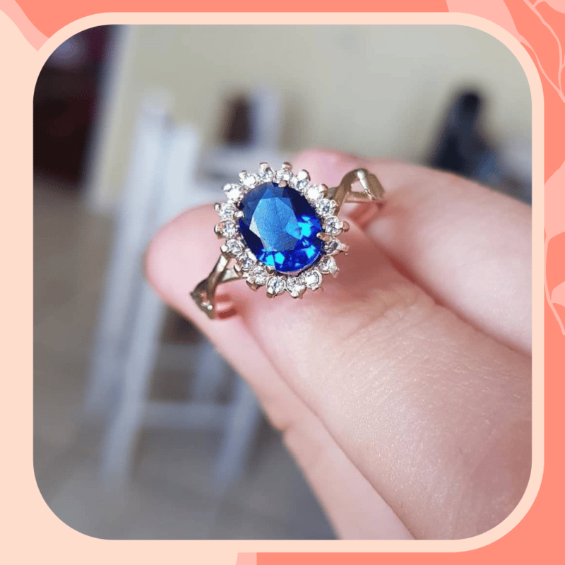 anel de formatura azul safira