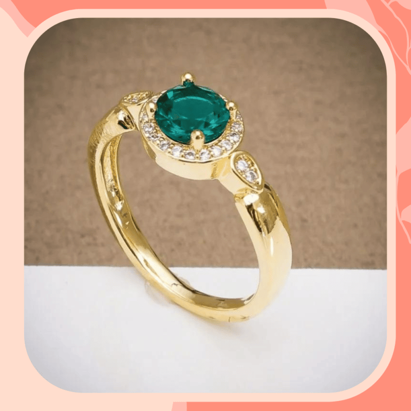 anel de formatura esmeralda com zirconias