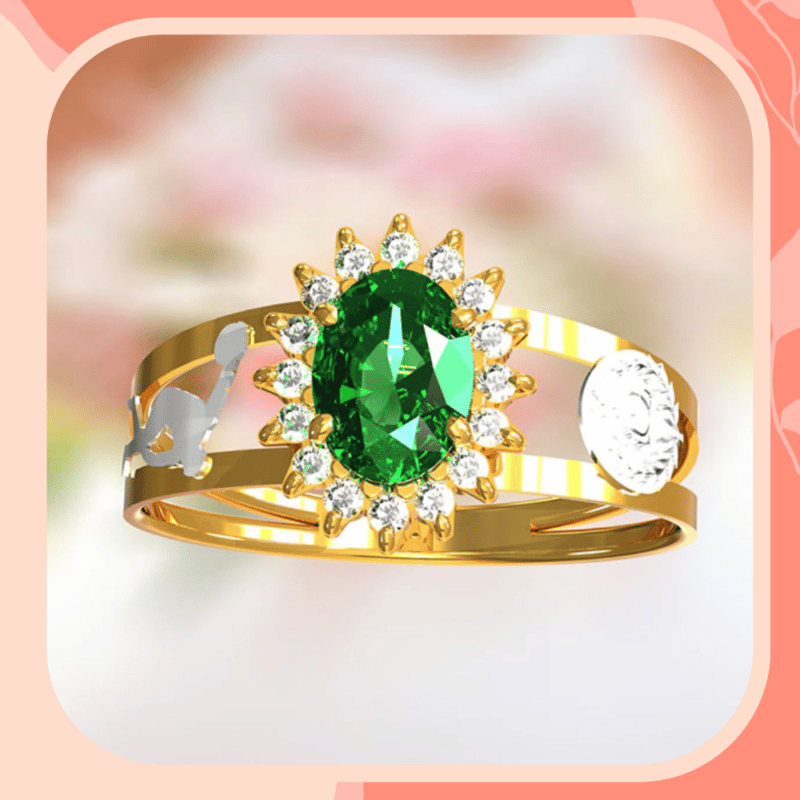 anel de formatura esmeralda e ouro