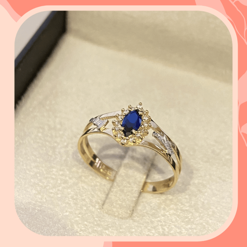 anel de formatura safira azul ouro