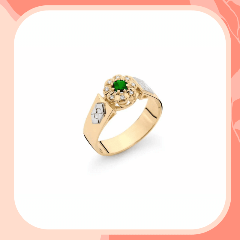 anel de formatura turmalina verde com ouro