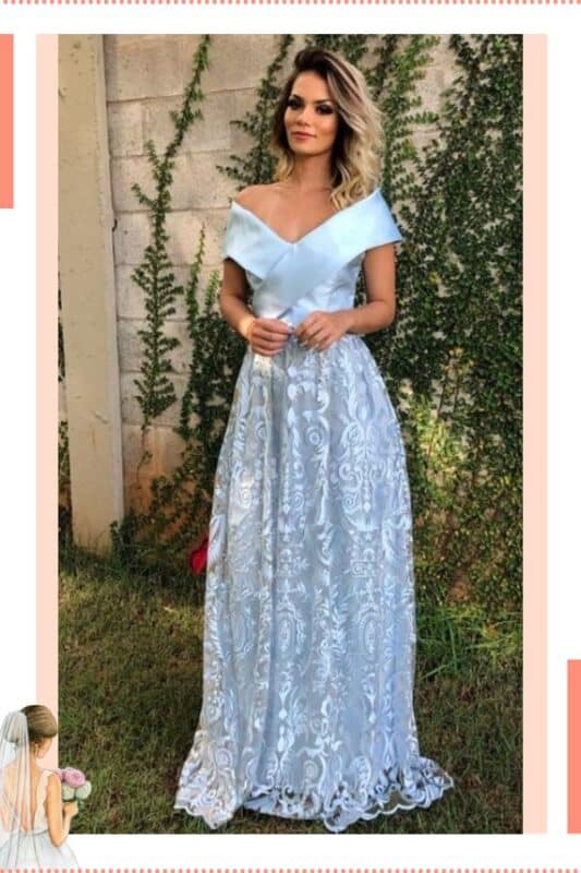 vestido de noiva civil azul seda