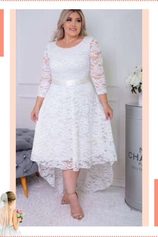 vestido de noiva civil branco renda estiloso