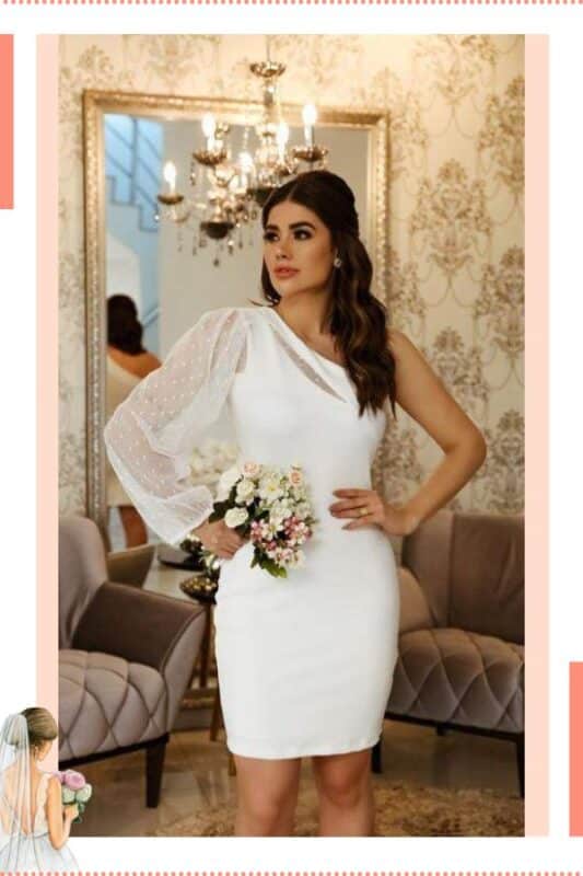 vestido de noiva civil manga única