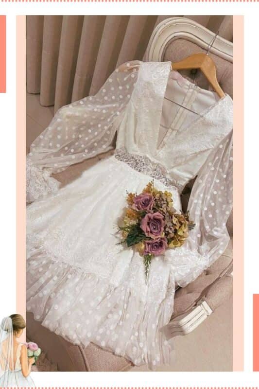 vestido de noiva civil pequeno com renda
