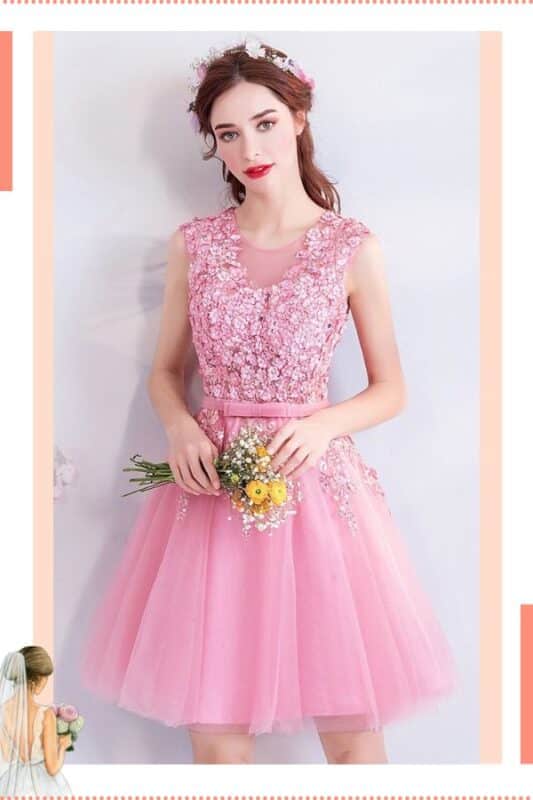 vestido de noiva civil rosa curto